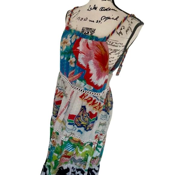 FARM RIO MAXI DRESS FLOWY SZ SMALL TROPICAL FRUITY PRINT MAXIMALIST AESTHETIC - Picture 4 of 16